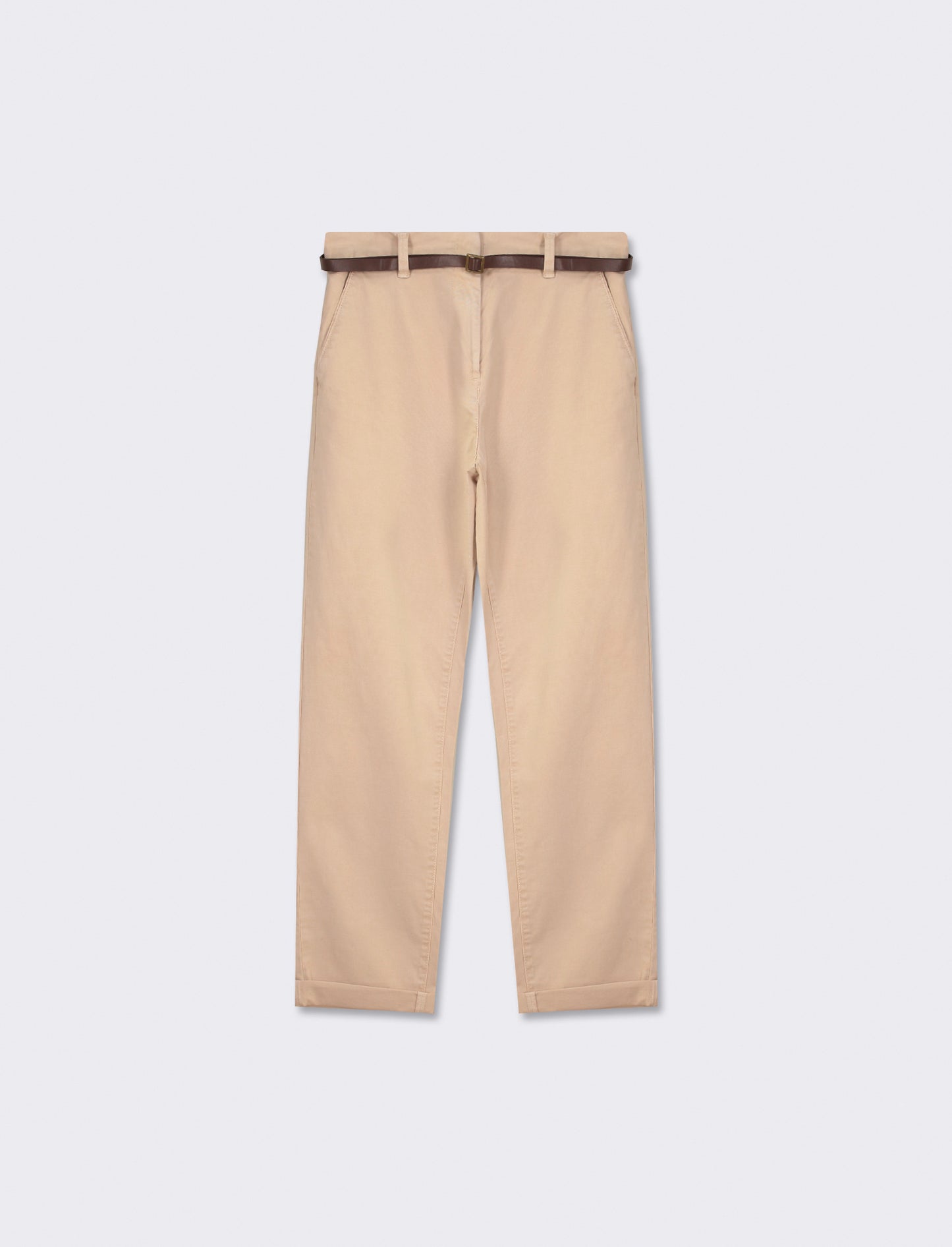 Pantalone chino colorato con cintura e tessuto comfort elasticizzato, vestibilità regular - Sabbia