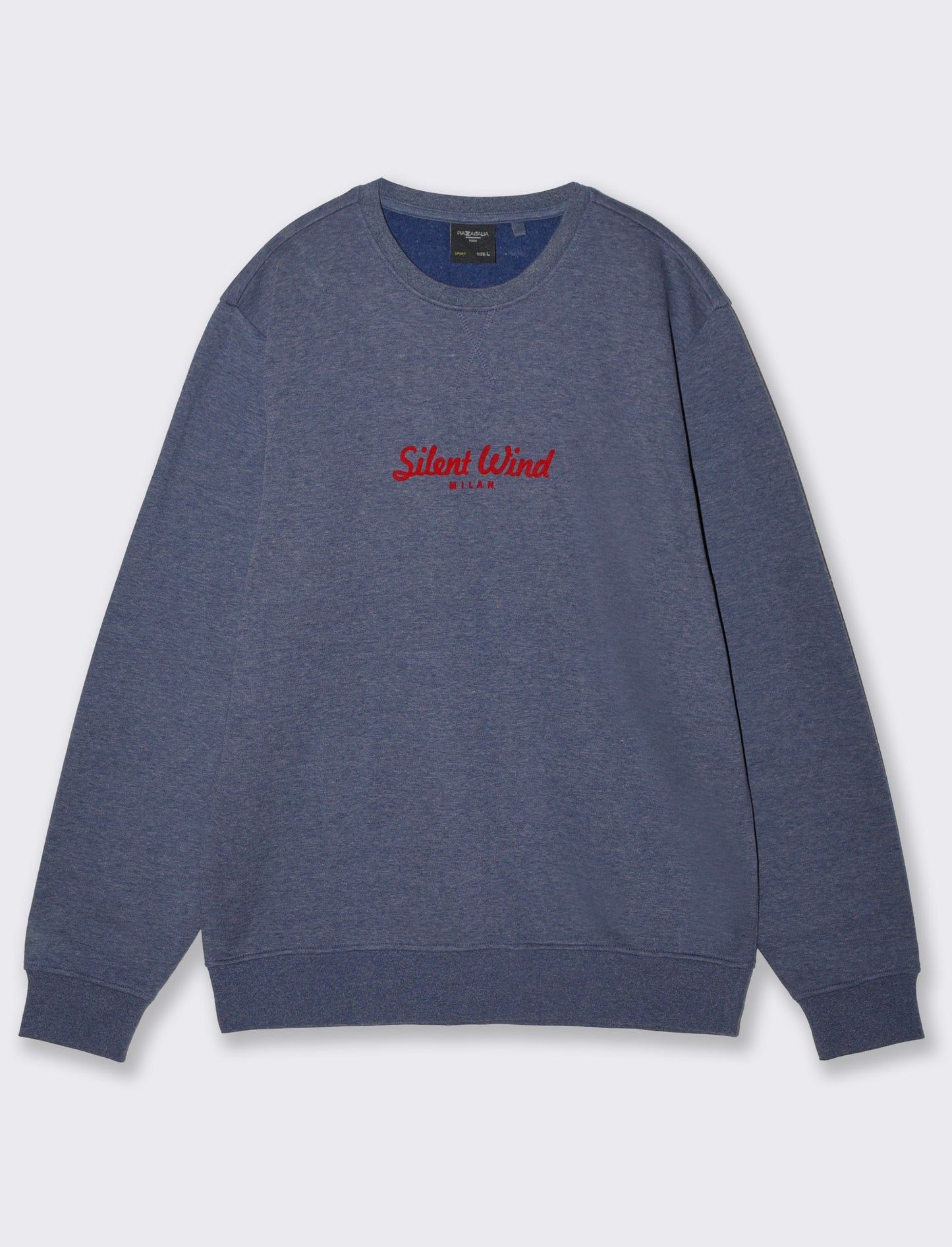 Felpa girocollo melange con stampa flock - Blu