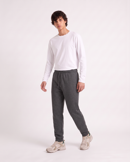 Melange Sweatpants Regular Fit - Black