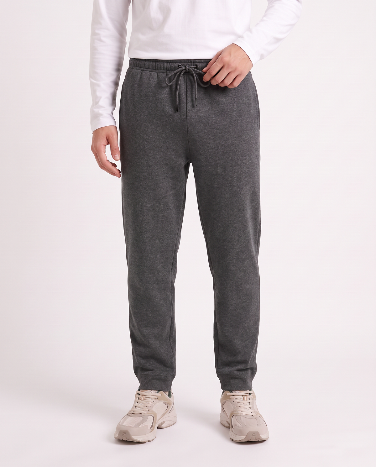 Pantaloni in felpa melange regular fit - Nero