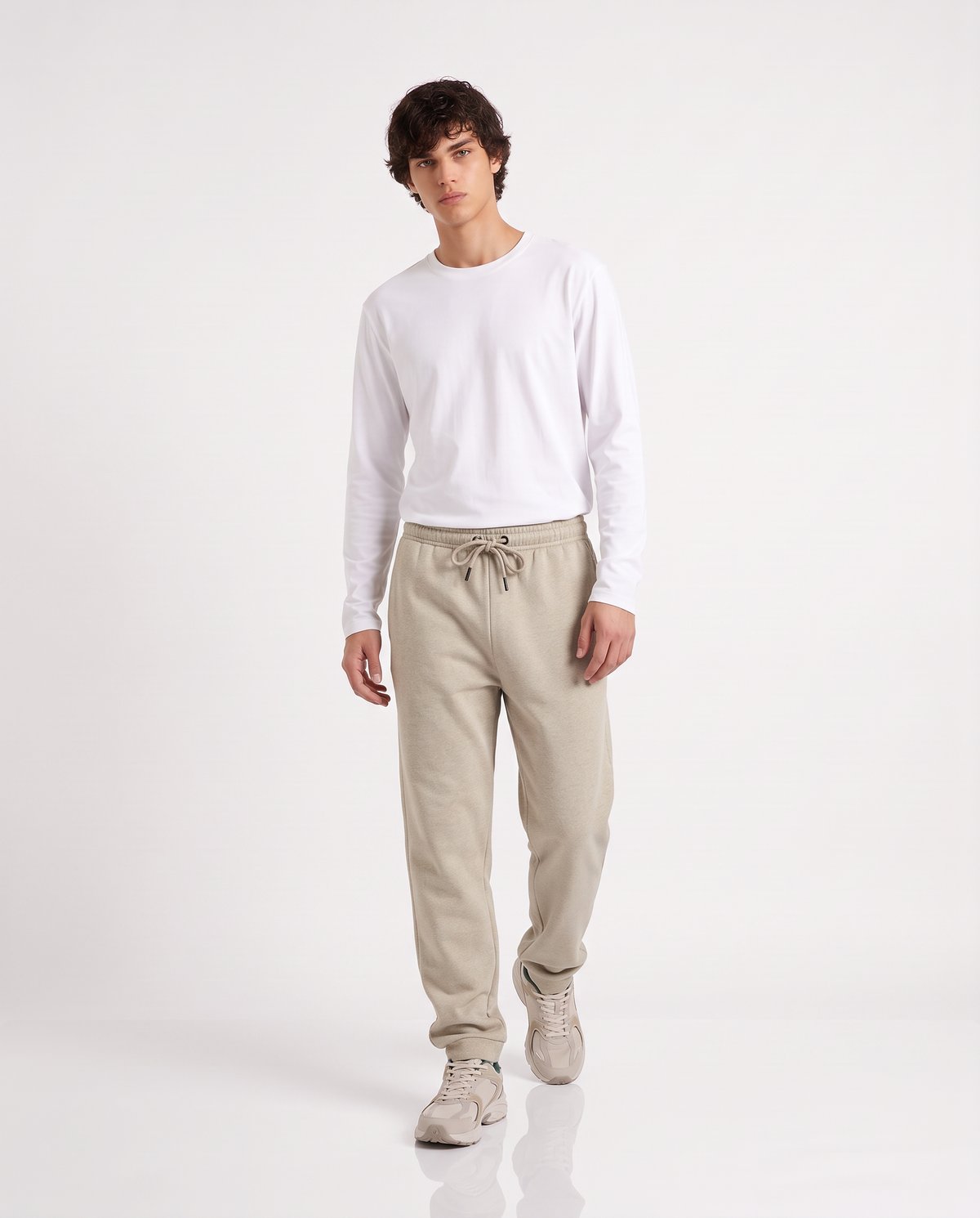 Melange Sweatpants Regular Fit - Beige