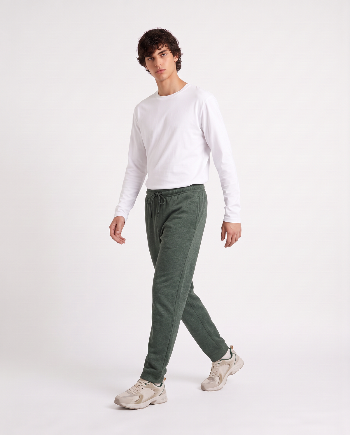 Melange Sweatpants Regular Fit - Green