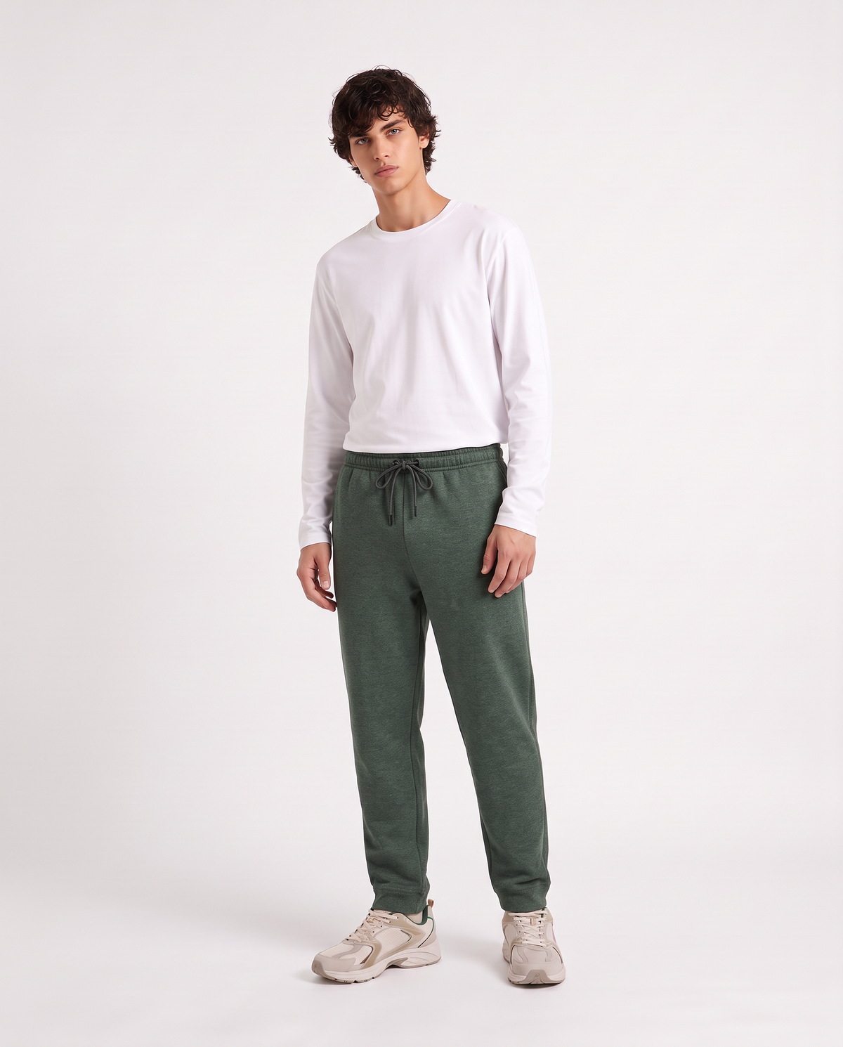 Melange Sweatpants Regular Fit - Green