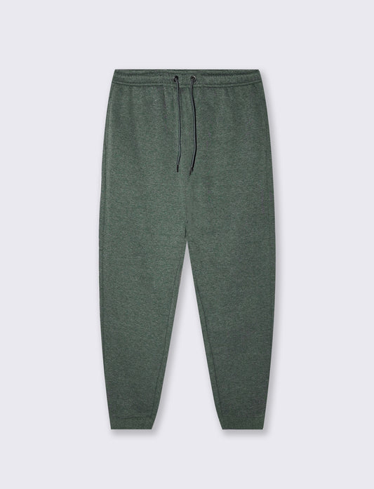 Pantaloni in felpa melange regular fit - Verde scuro