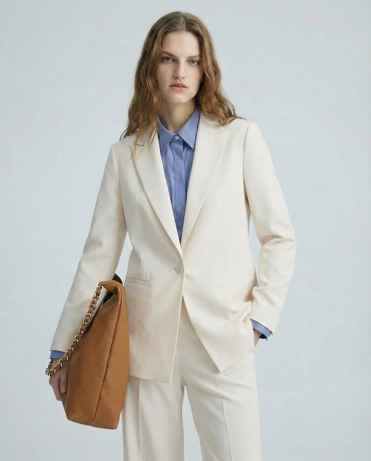 Giacca avvitata monopetto - Bianco panna