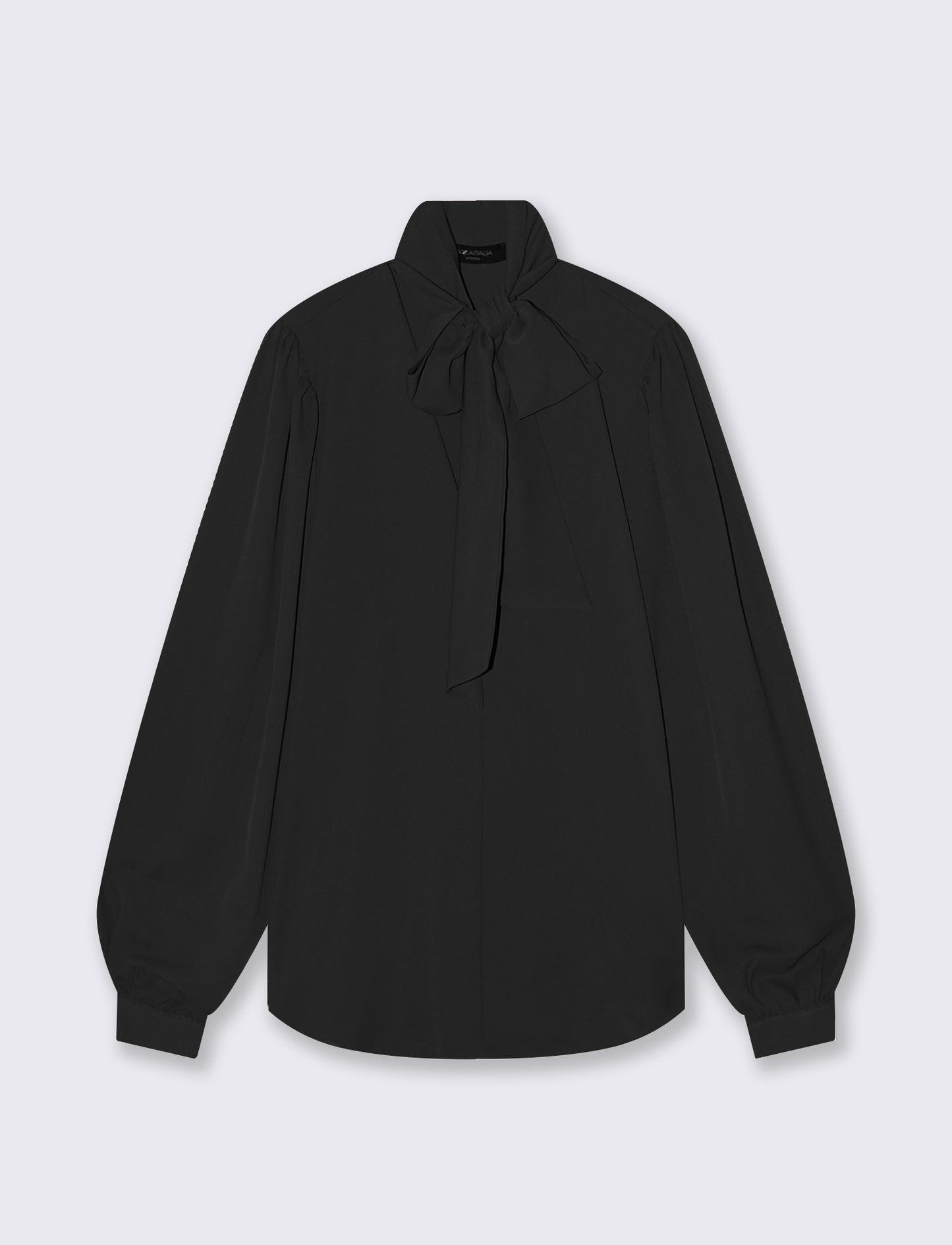 Casacca con fiocco e collo alto - Nero