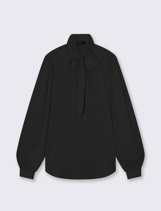 Casacca con fiocco e collo alto - Nero