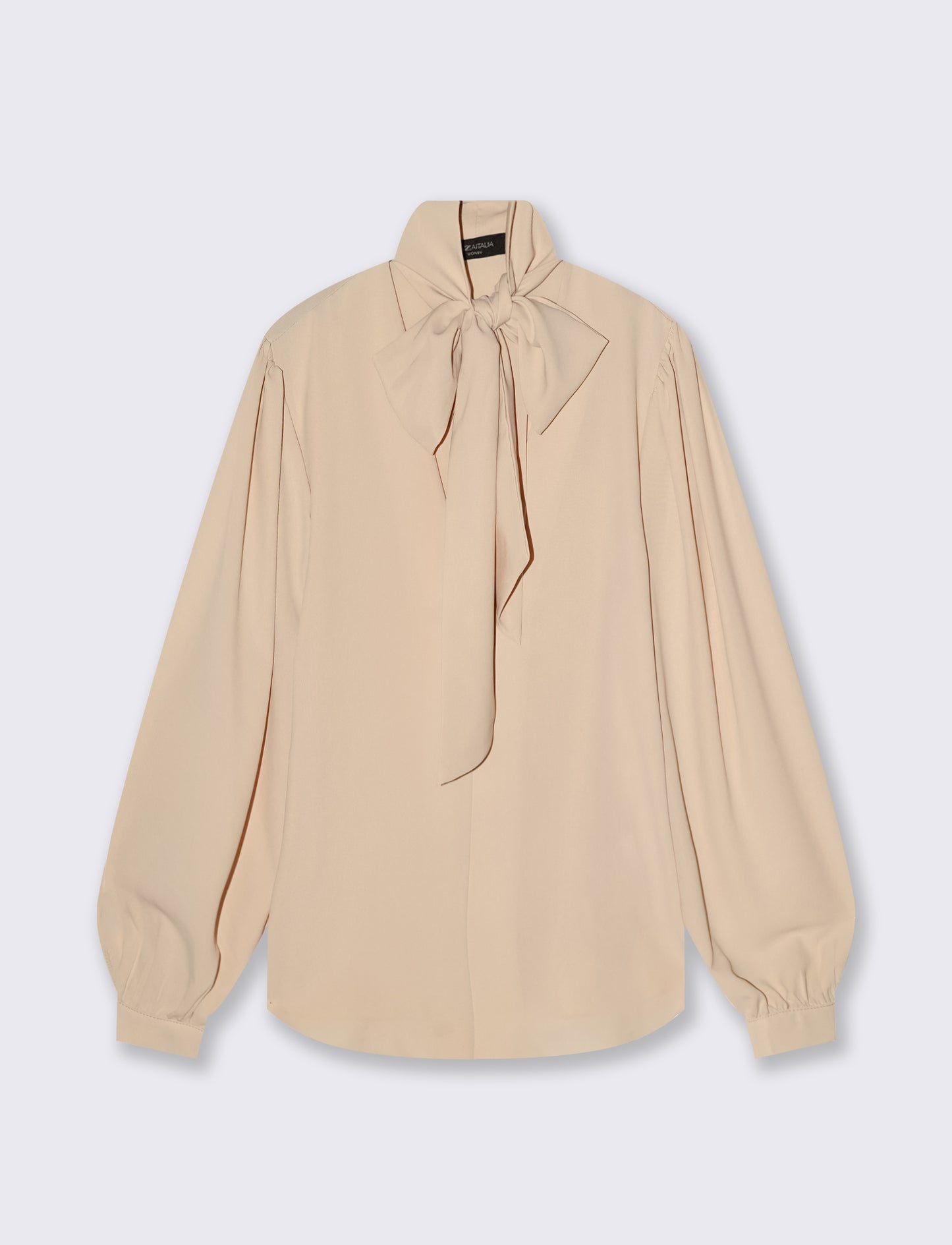 Casacca con fiocco e collo alto - Beige