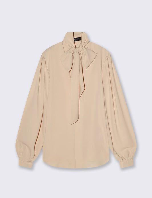 Casacca con fiocco e collo alto - Beige