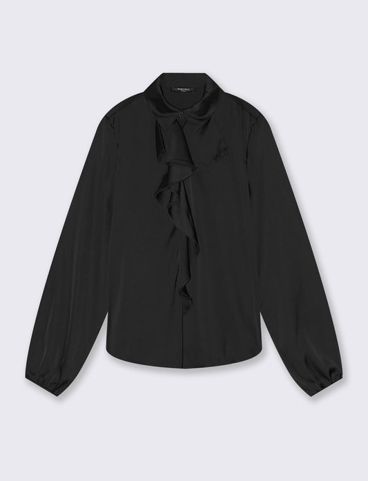 Casacca manica lunga con rouches - Nero