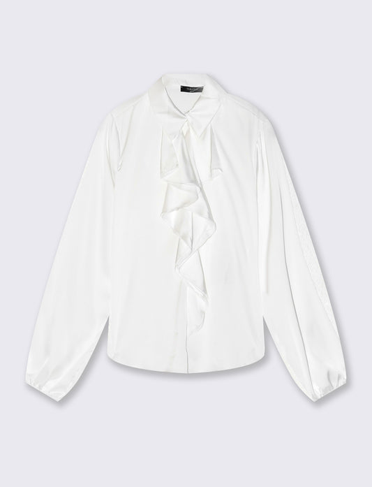 Casacca manica lunga con rouches - Bianco panna