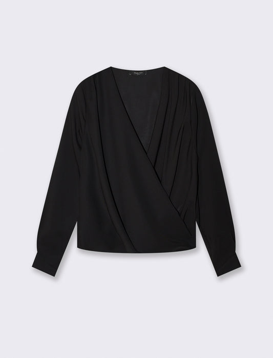 Crossed tunic in lightweight fabric - Black