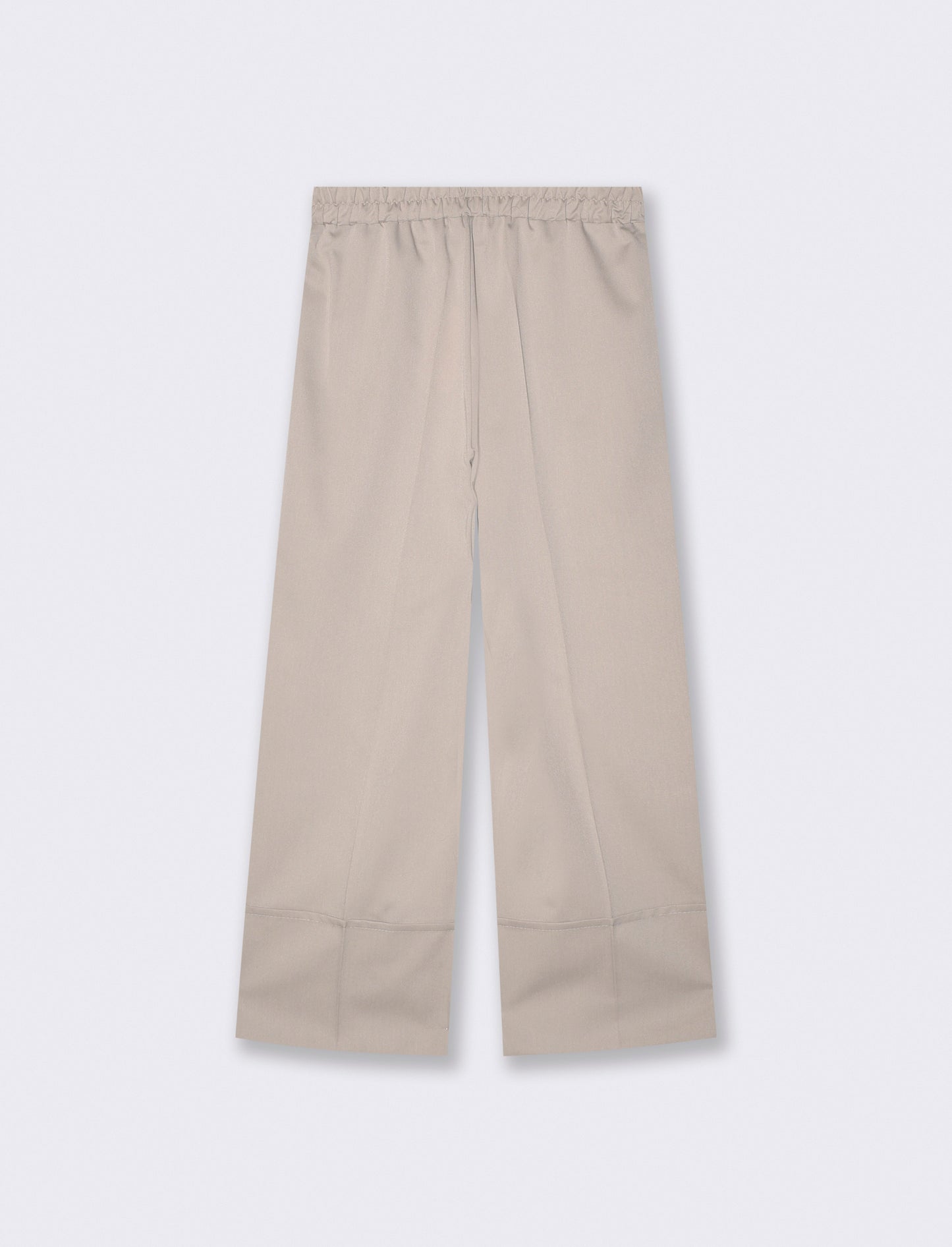 Pantalone Coulotte con Elastico e Risvolto - Beige