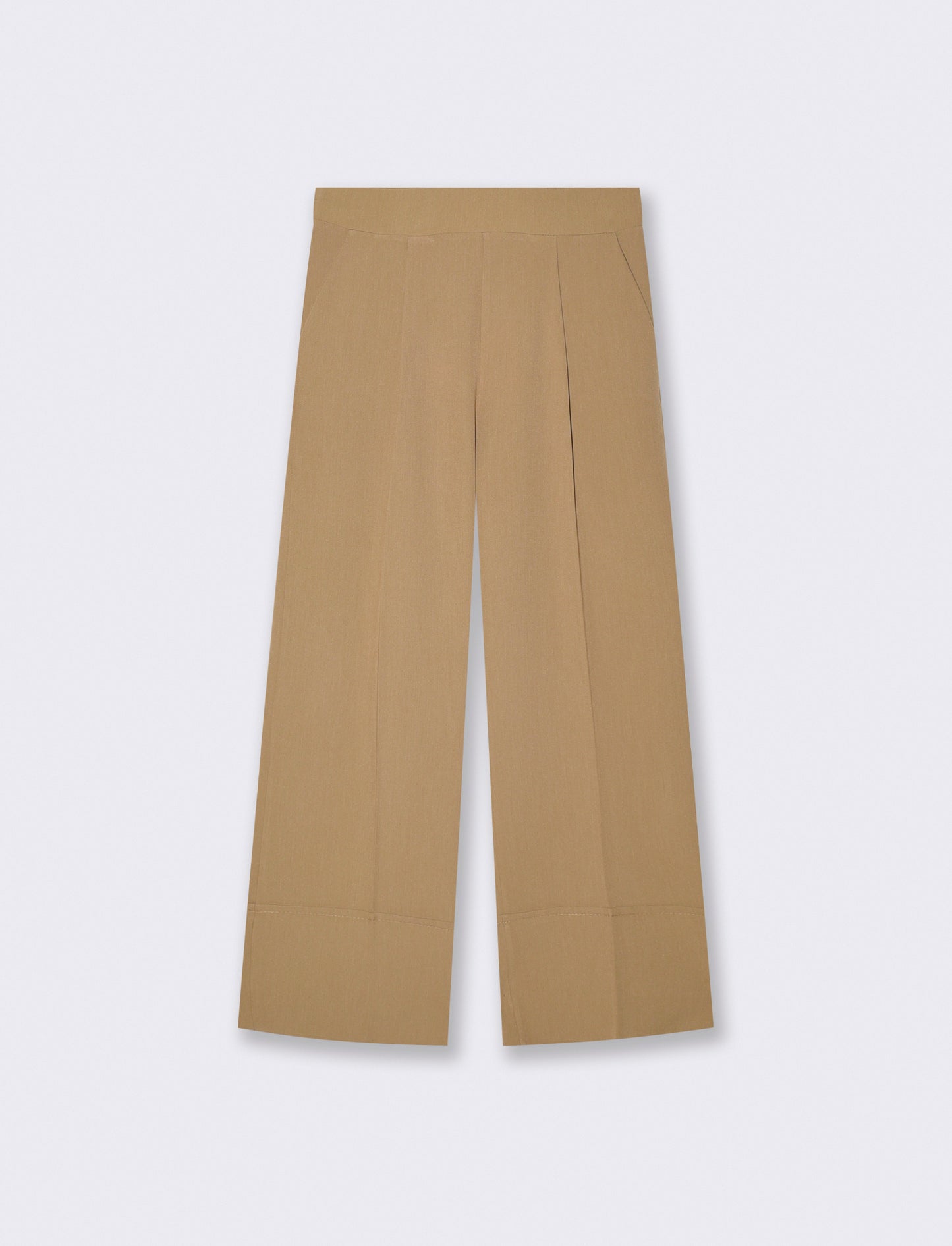 Culotte Trousers with Elastic and Cuff - Beige