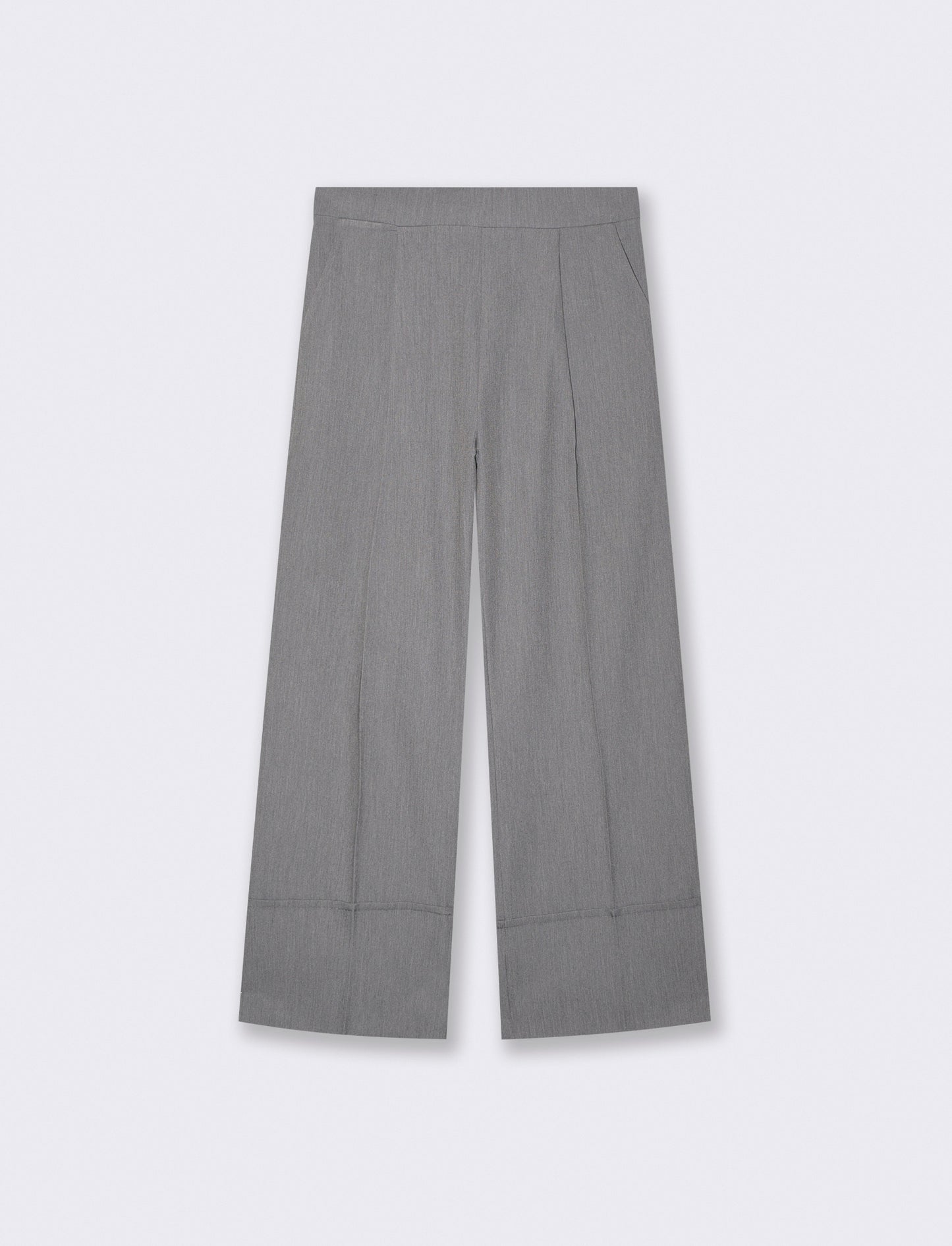 Pantalone Coulotte con Elastico e Risvolto - Grigio chiaro