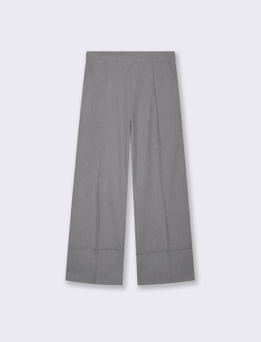 Pantalone Coulotte con Elastico e Risvolto - Grigio chiaro