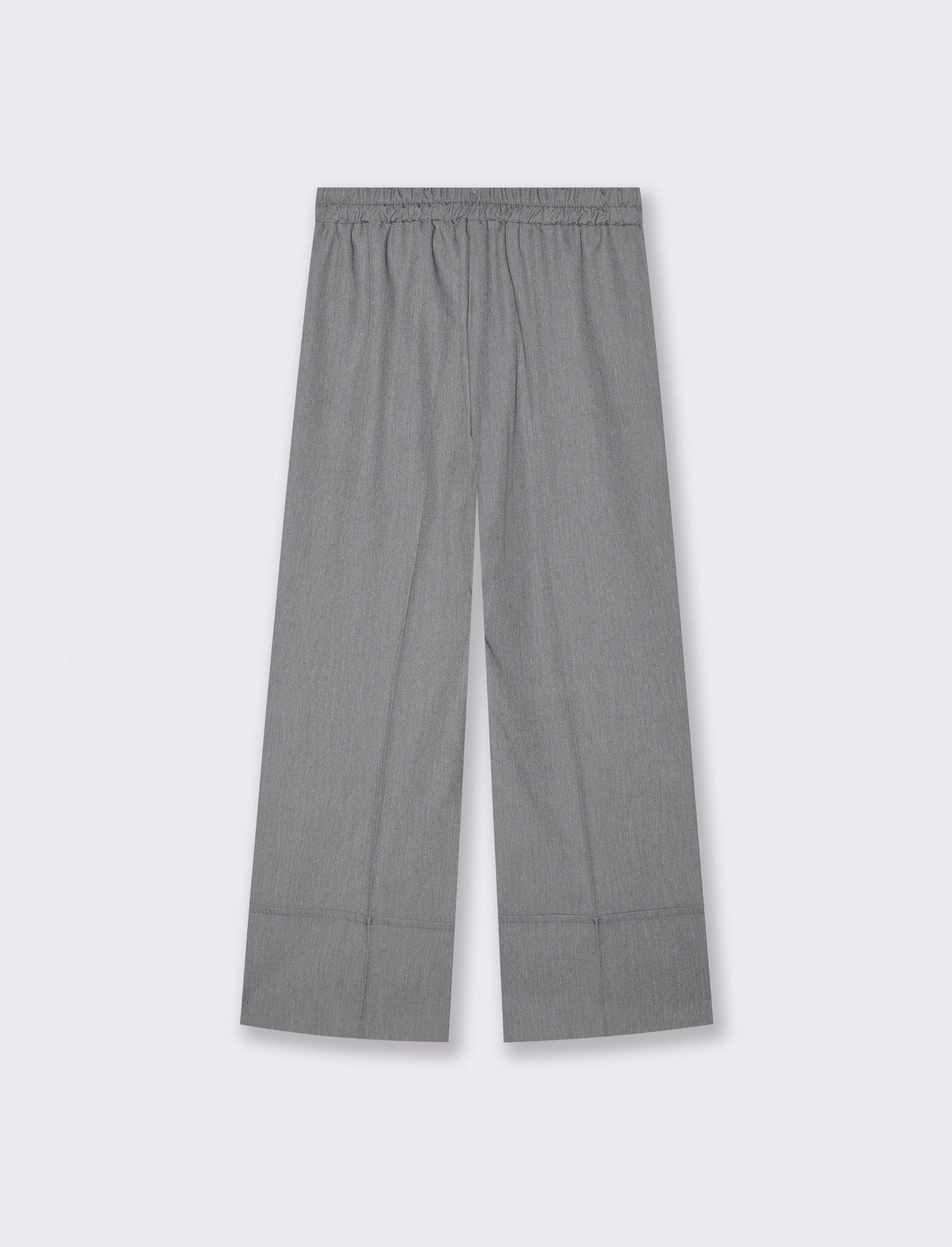 Pantalone Coulotte con Elastico e Risvolto - Grigio chiaro