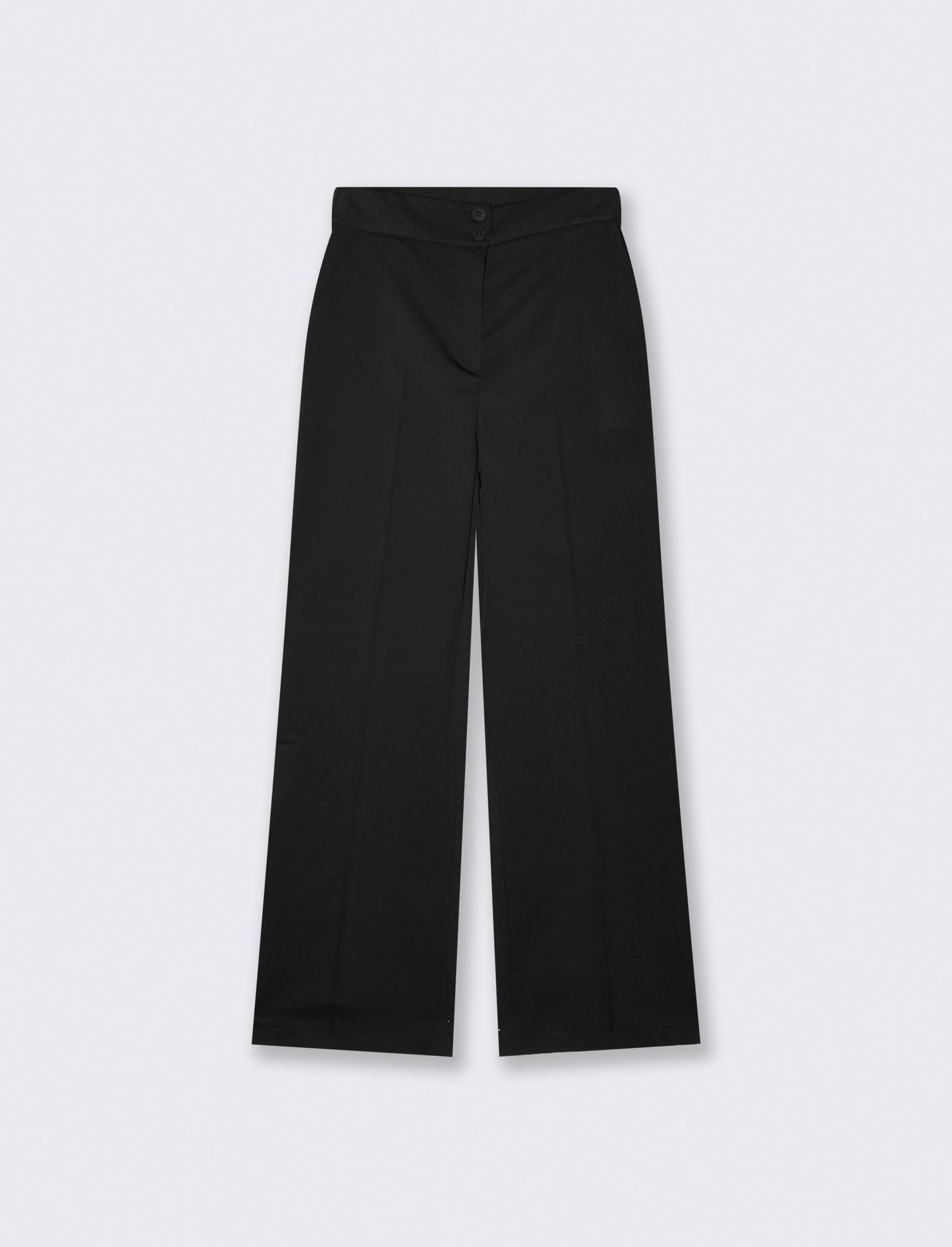 Pantalone Palazzo con Chiusura Doppio Bottone - Nero