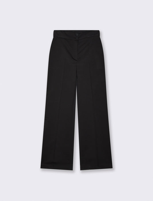 Palazzo Pants with Double Button Closure - Black
