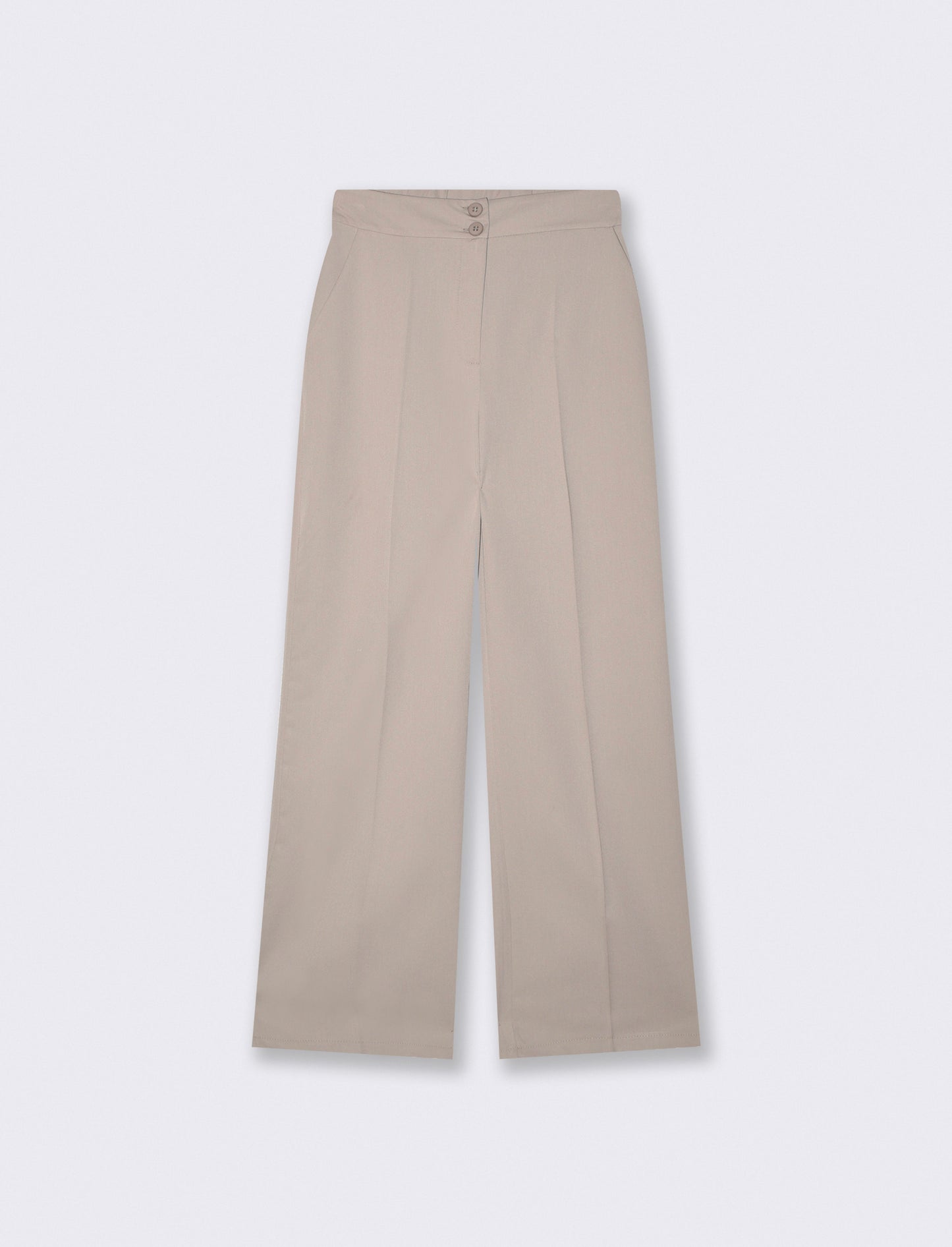 Palazzo Pants with Double Button Closure - Beige