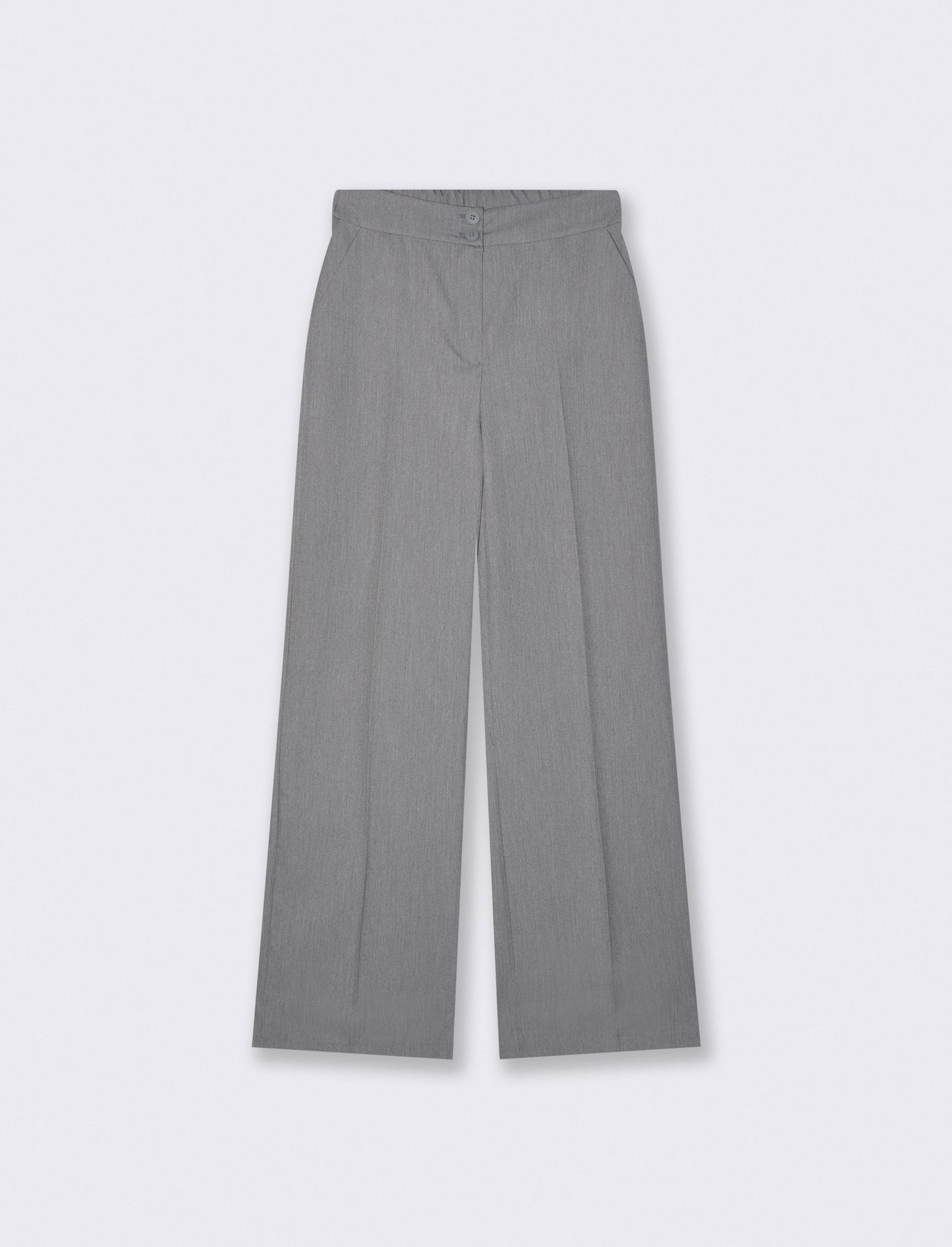 Palazzo Pants with Double Button Closure - Grey