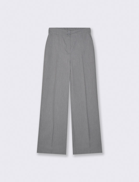 Pantalone Palazzo con Chiusura Doppio Bottone - Grigio chiaro