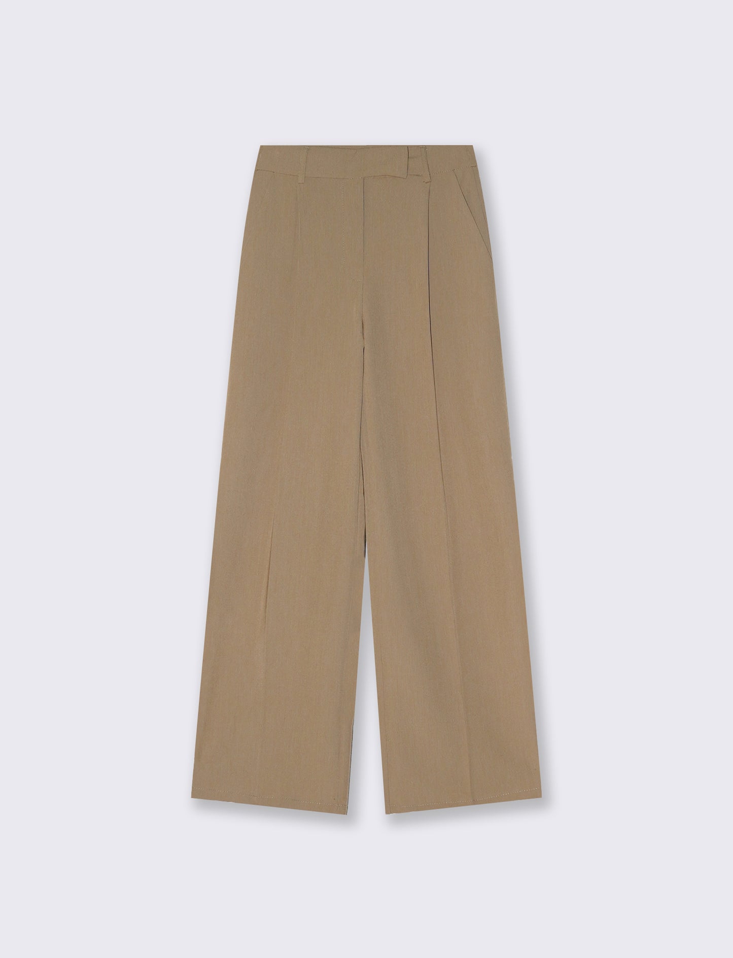 Pantalone a vita alta con pieghe e linea dritta - Sabbia