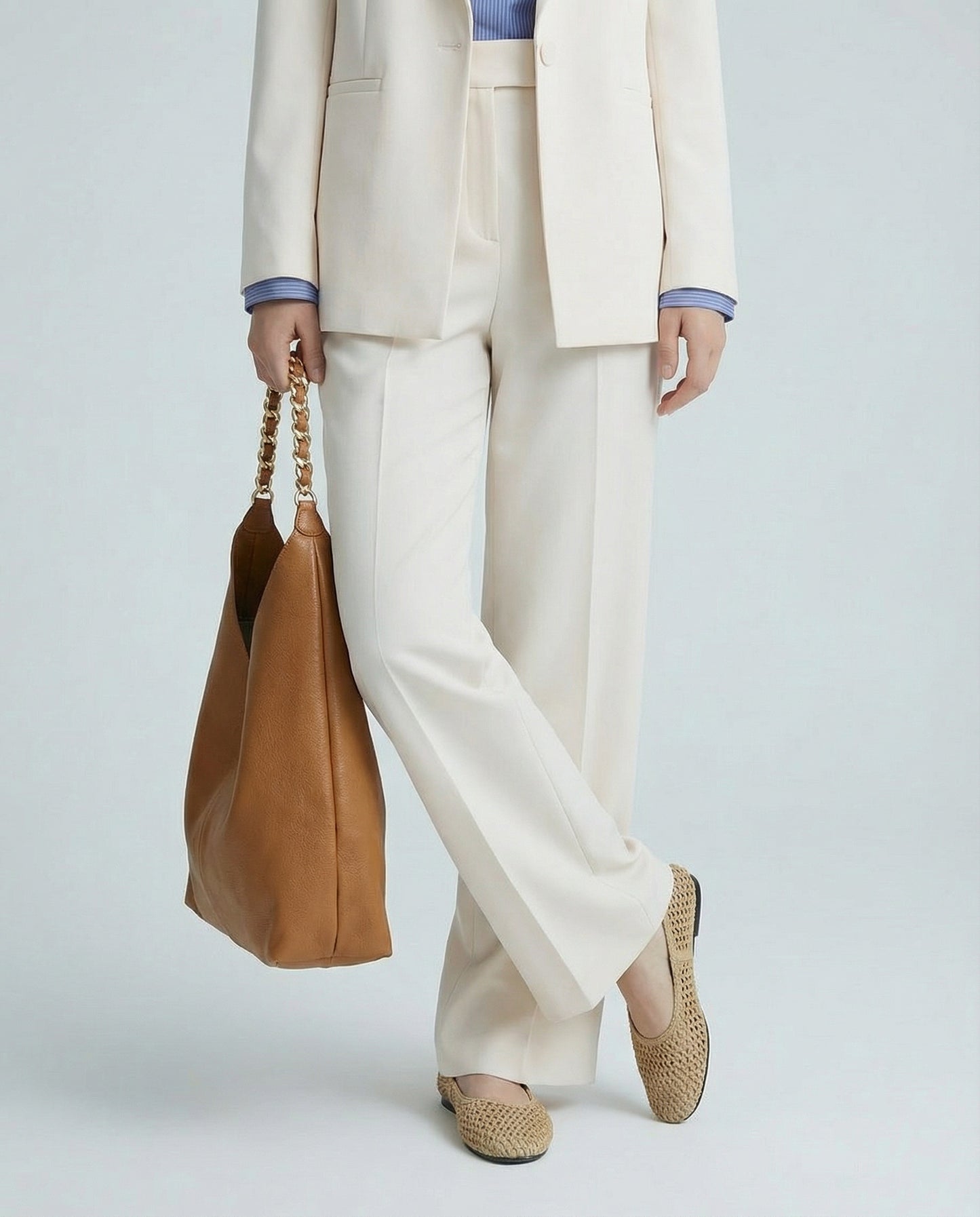 Pantalone linea dritta - Bianco panna