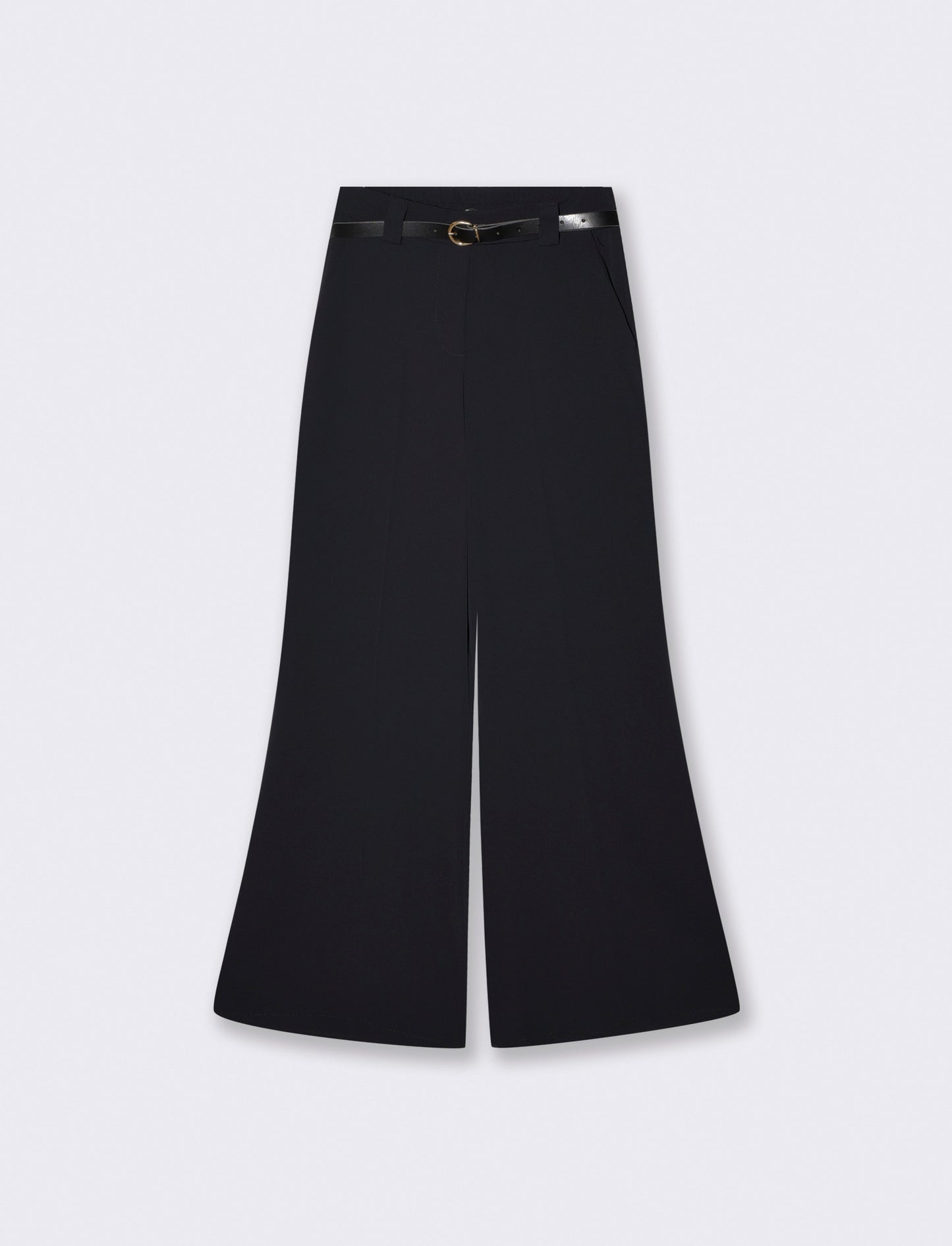 Pantalone linea dritta con cintura - Nero