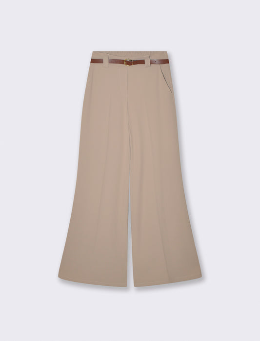 Pantalone dritto con cintura elegante - Beige