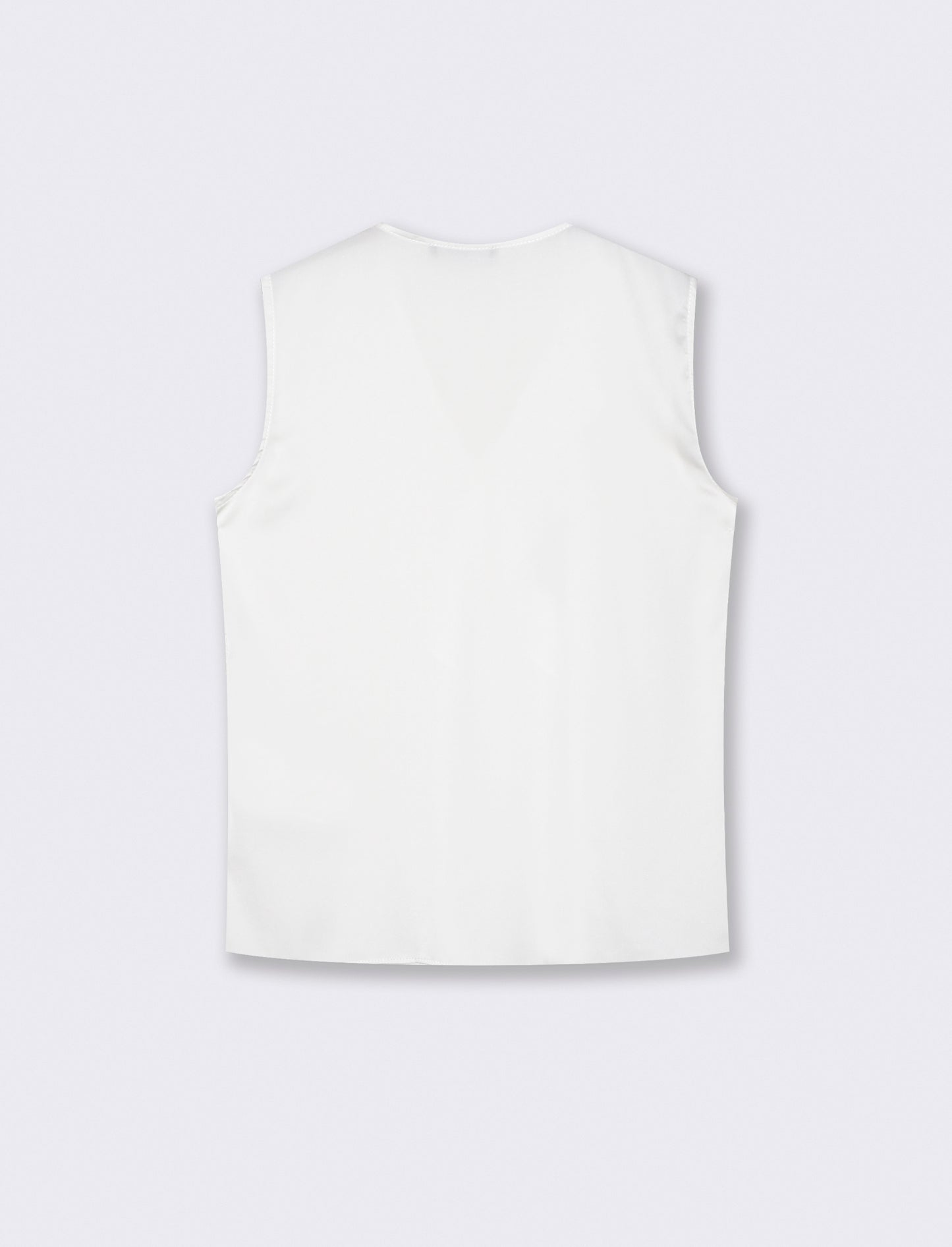 Top con rouches sullo scollo - Bianco panna