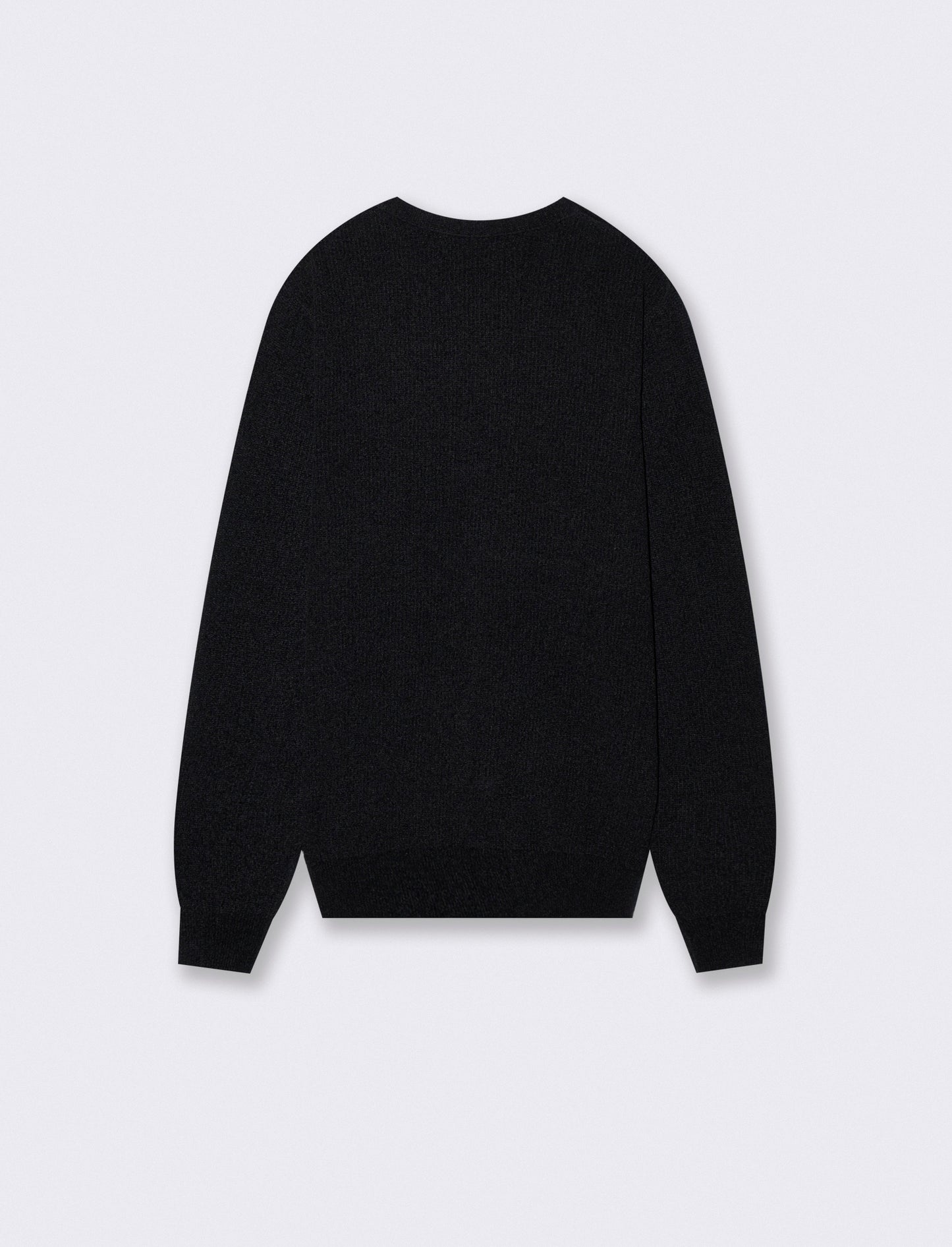 Maglia girocollo in ciniglia a coste - Nero