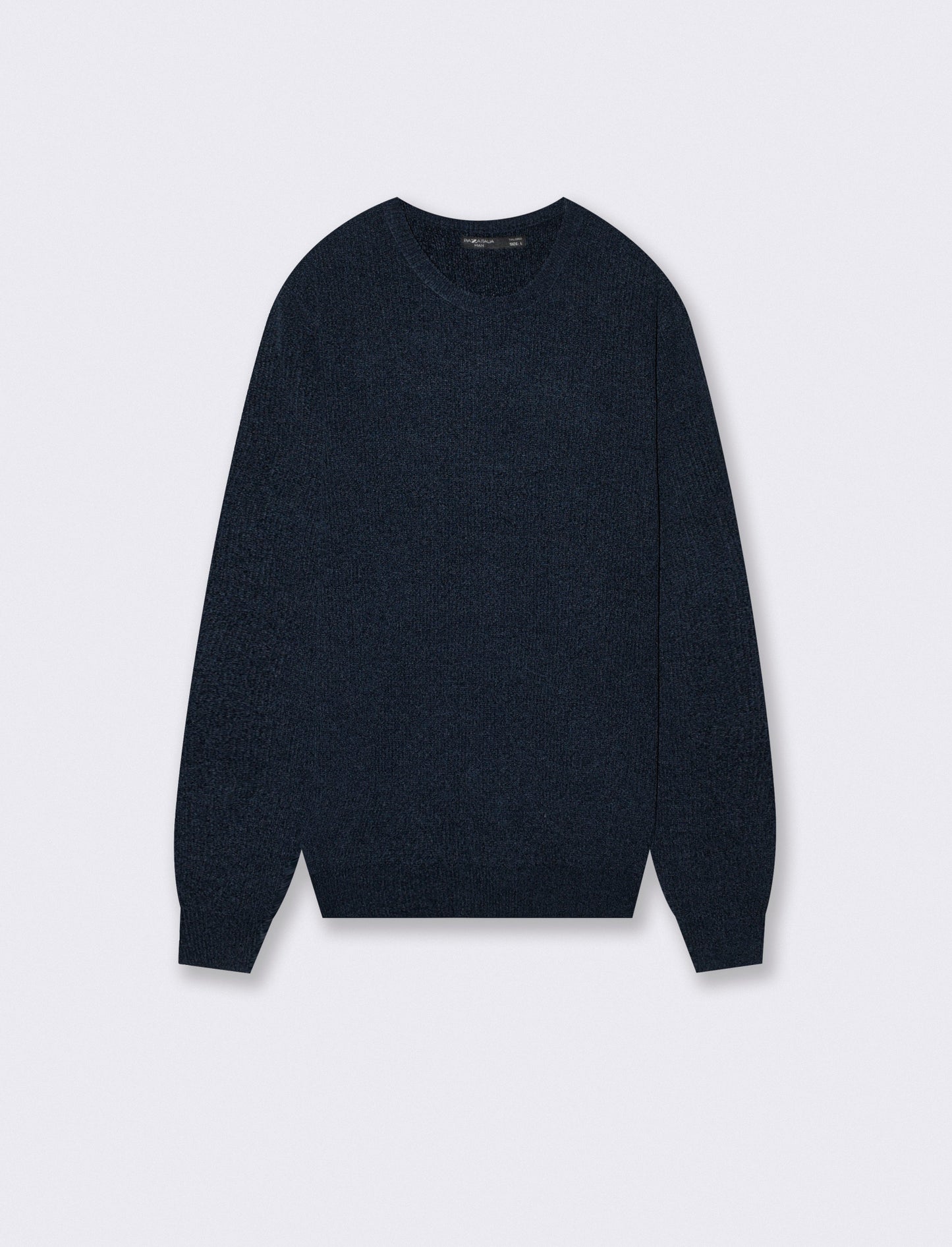 Ribbed velvet crew neck sweater - Blue