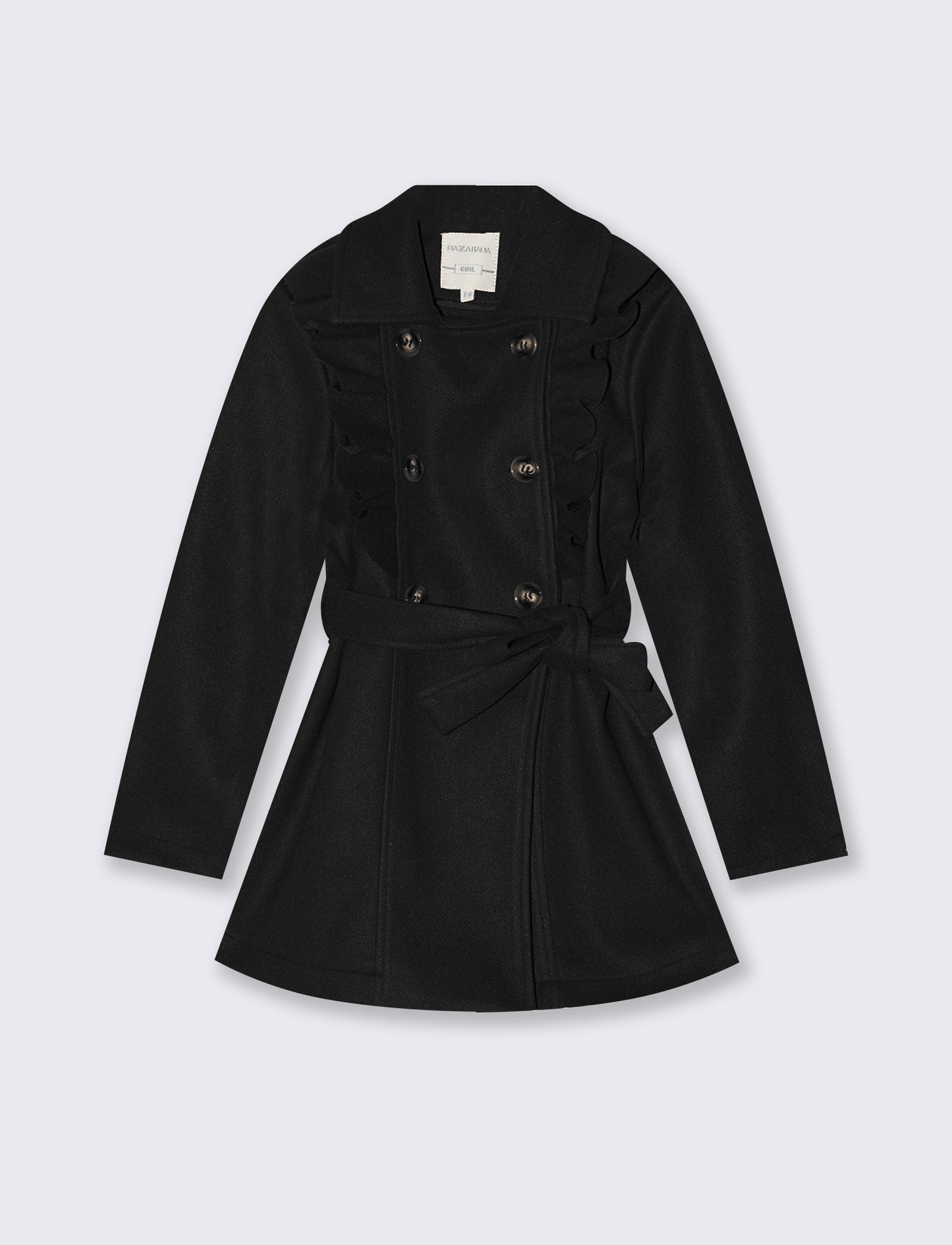 Girls' Coat in Soft Fabric - Black