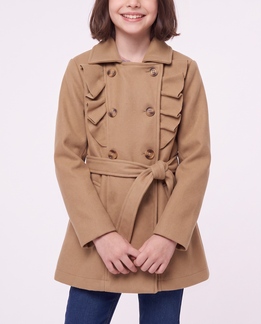 Cappotto da bambina in morbido panno - Cammello