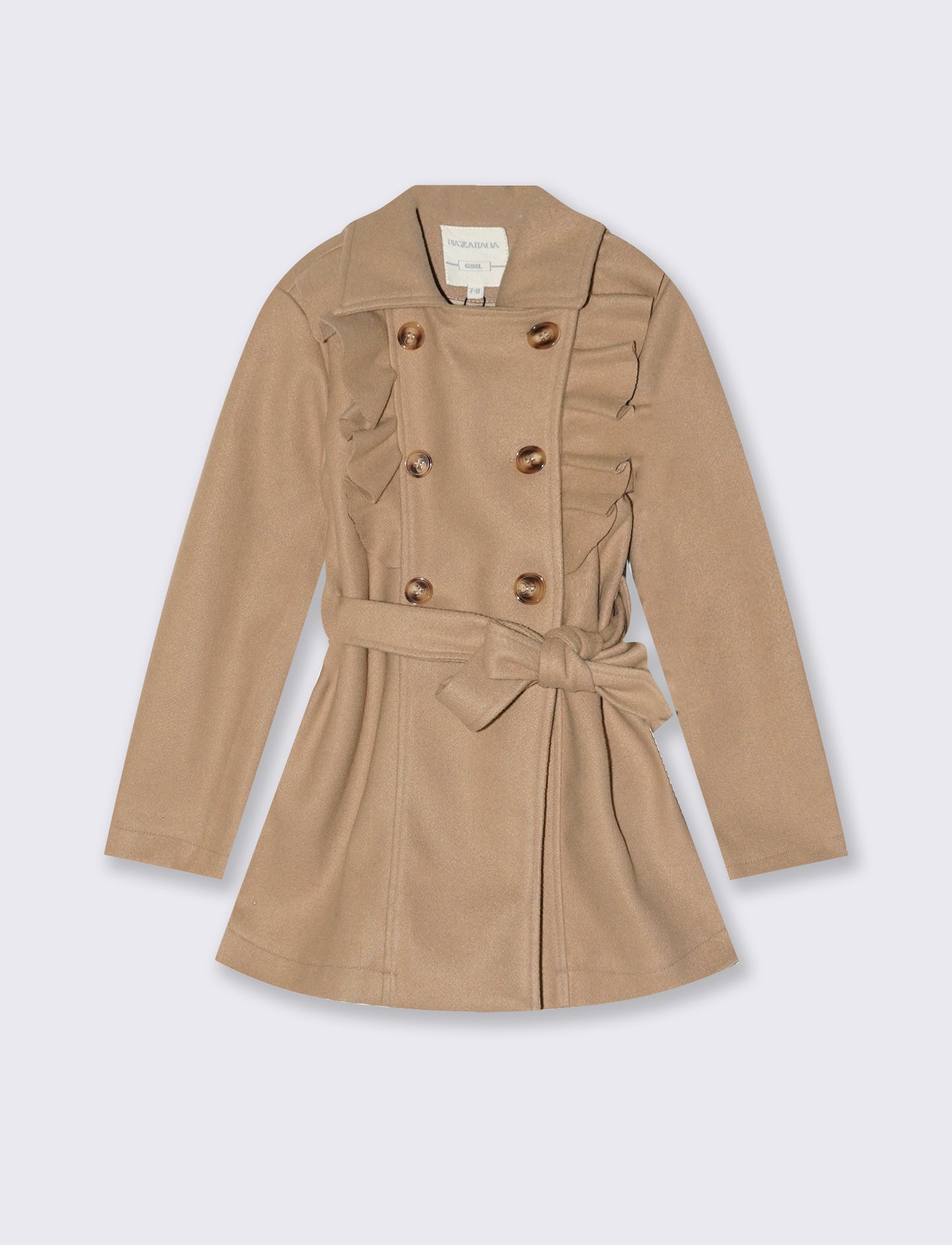 Girls' Coat in Soft Fabric - BROWN