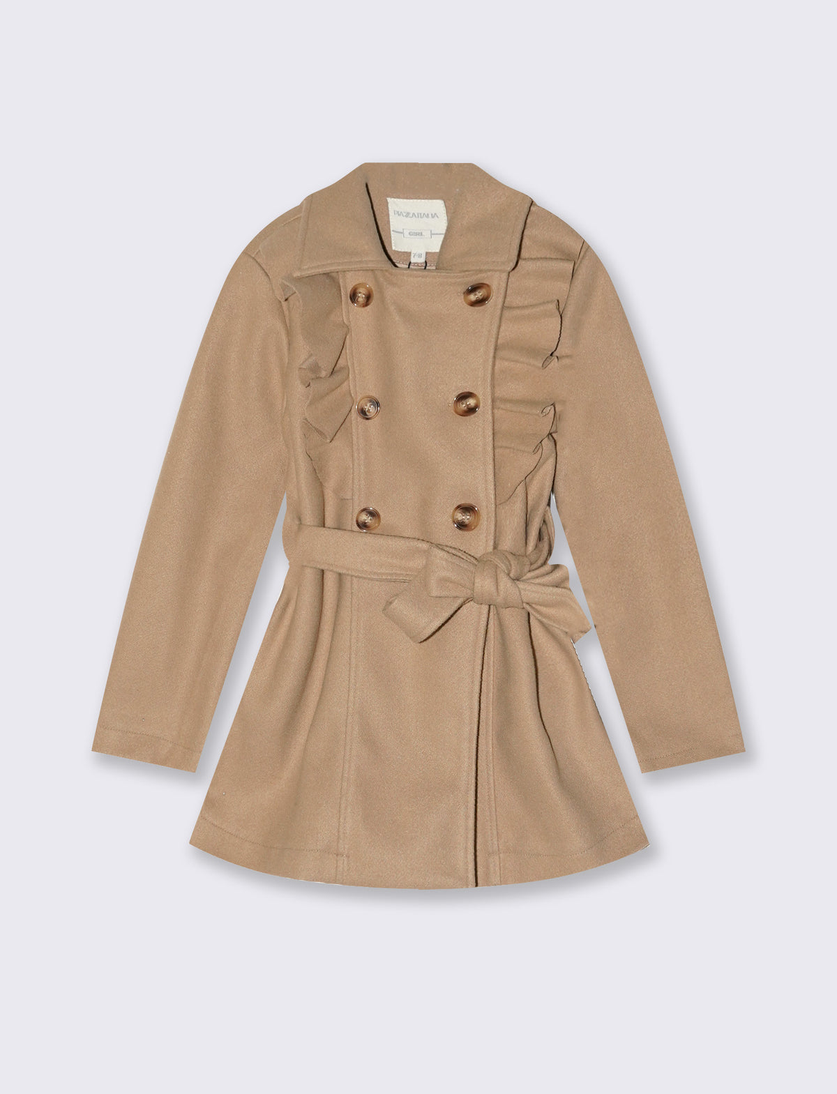 Girls' Coat in Soft Fabric - BROWN