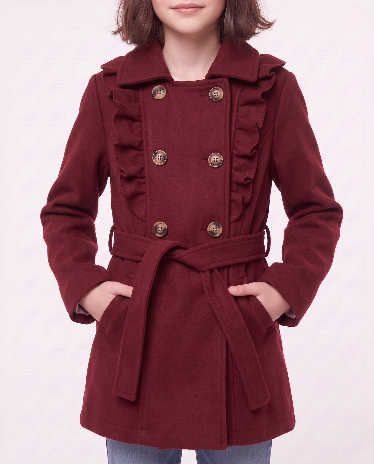 Girls' Coat in Soft Fabric - Red
