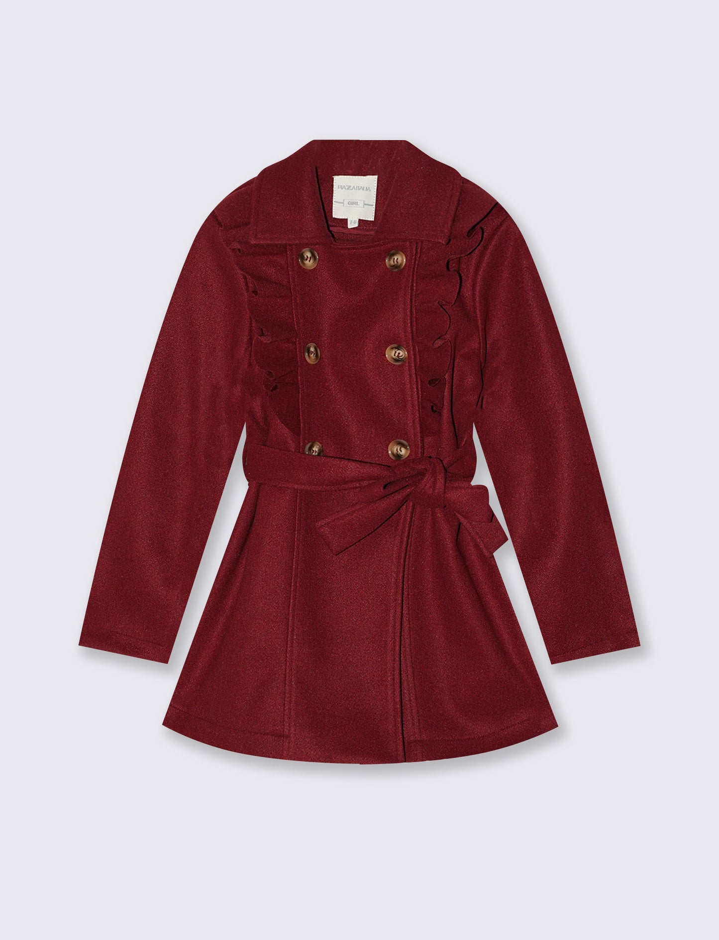 Cappotto da bambina in morbido panno - Bordeaux