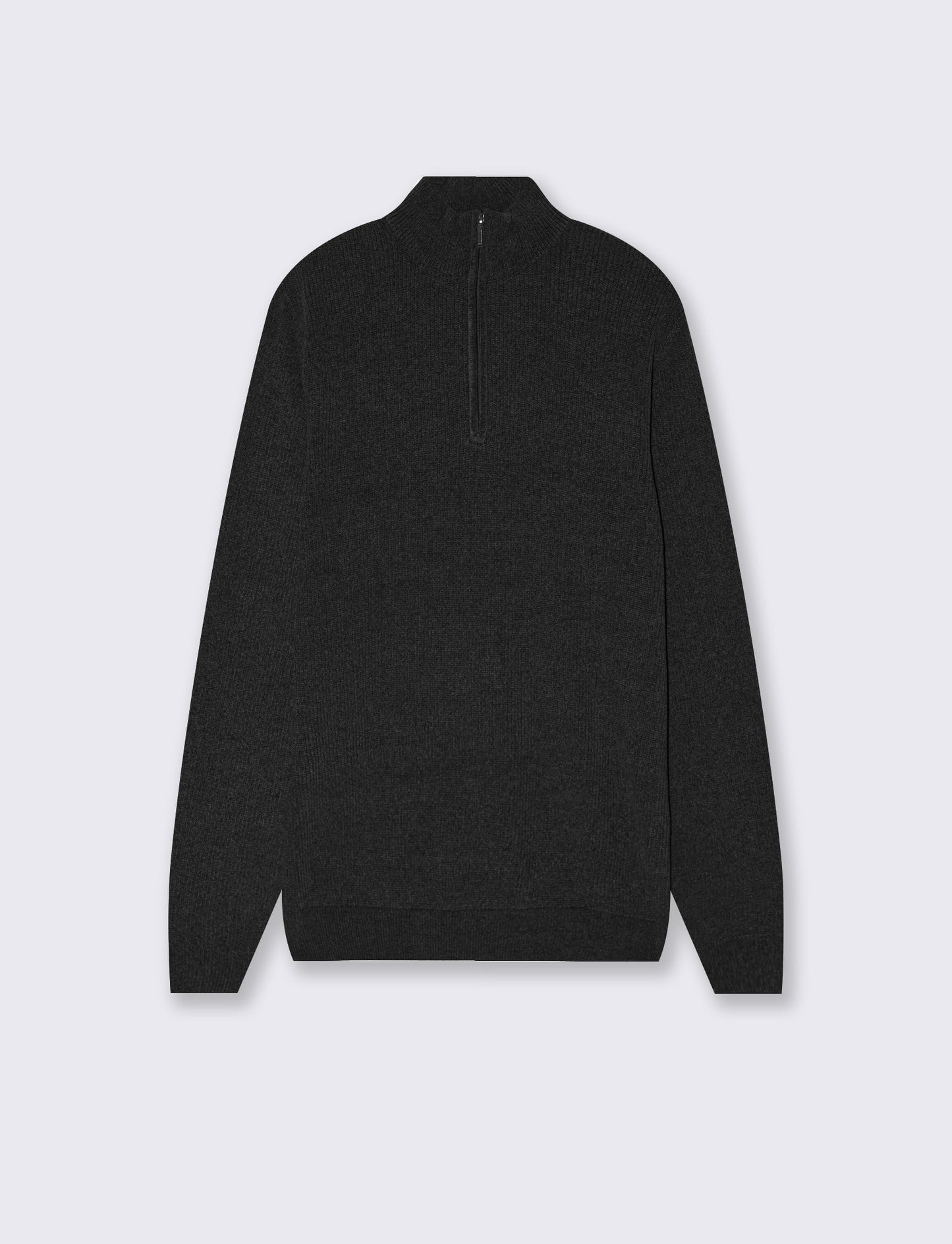 Maglia collo alto in ciniglia con cerniera - Nero