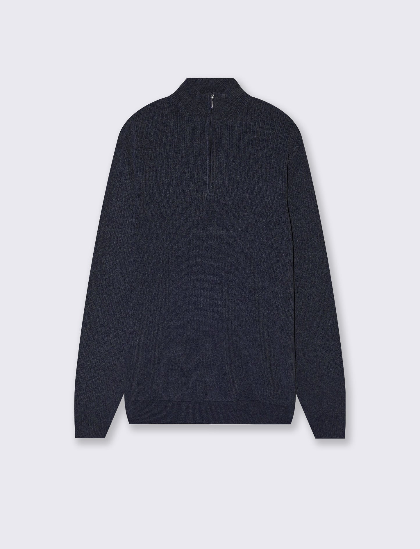 Maglia collo alto in ciniglia con cerniera - Blu