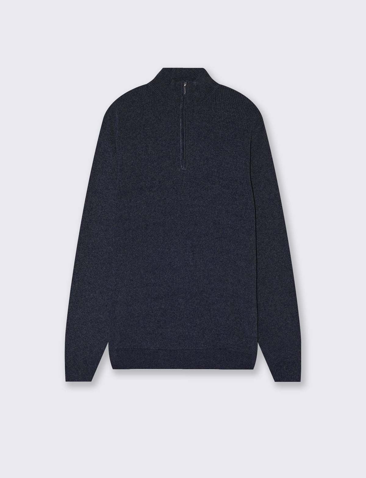 Maglia collo alto in ciniglia con cerniera - Blu