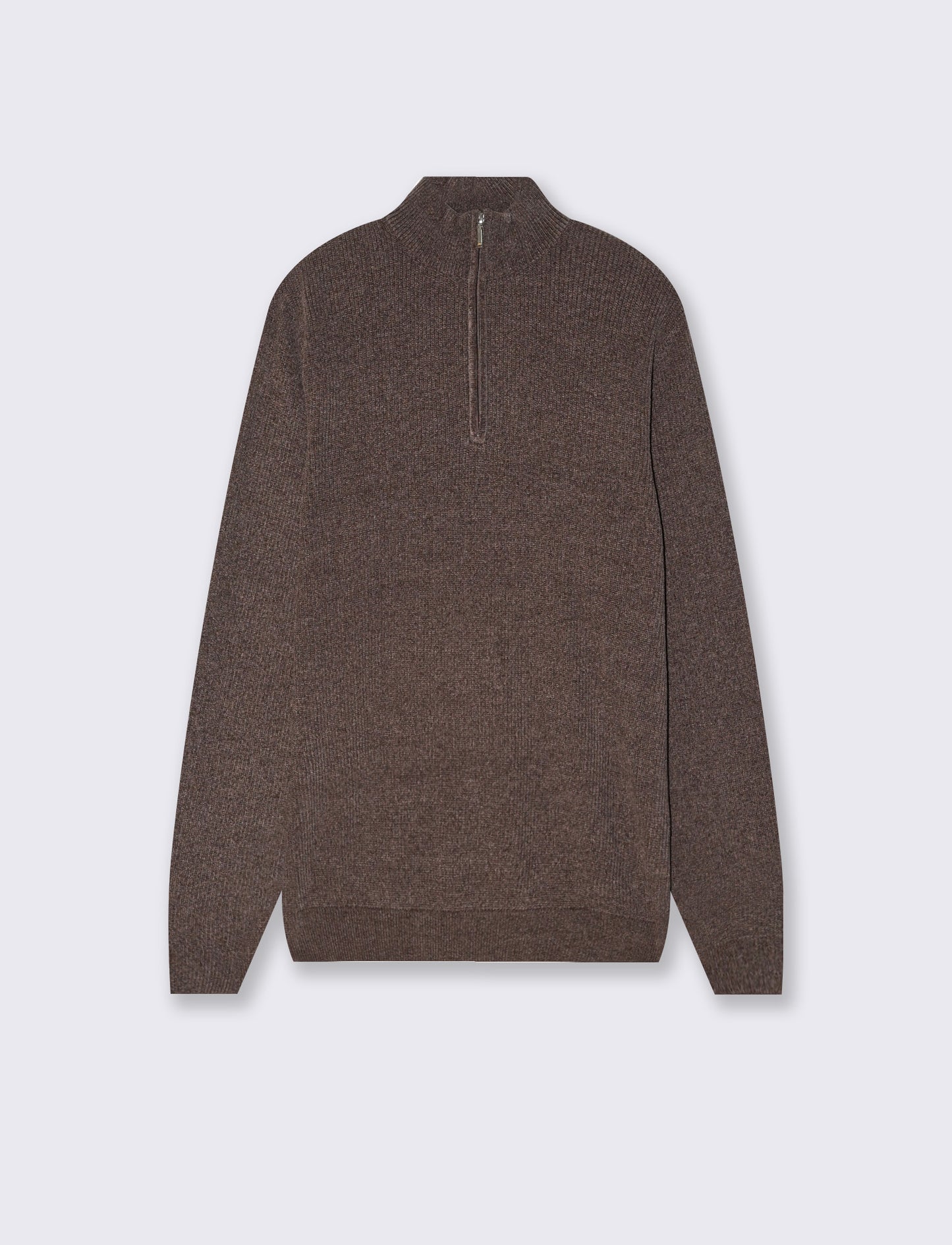 Maglia collo alto in ciniglia con cerniera - Grigio fango