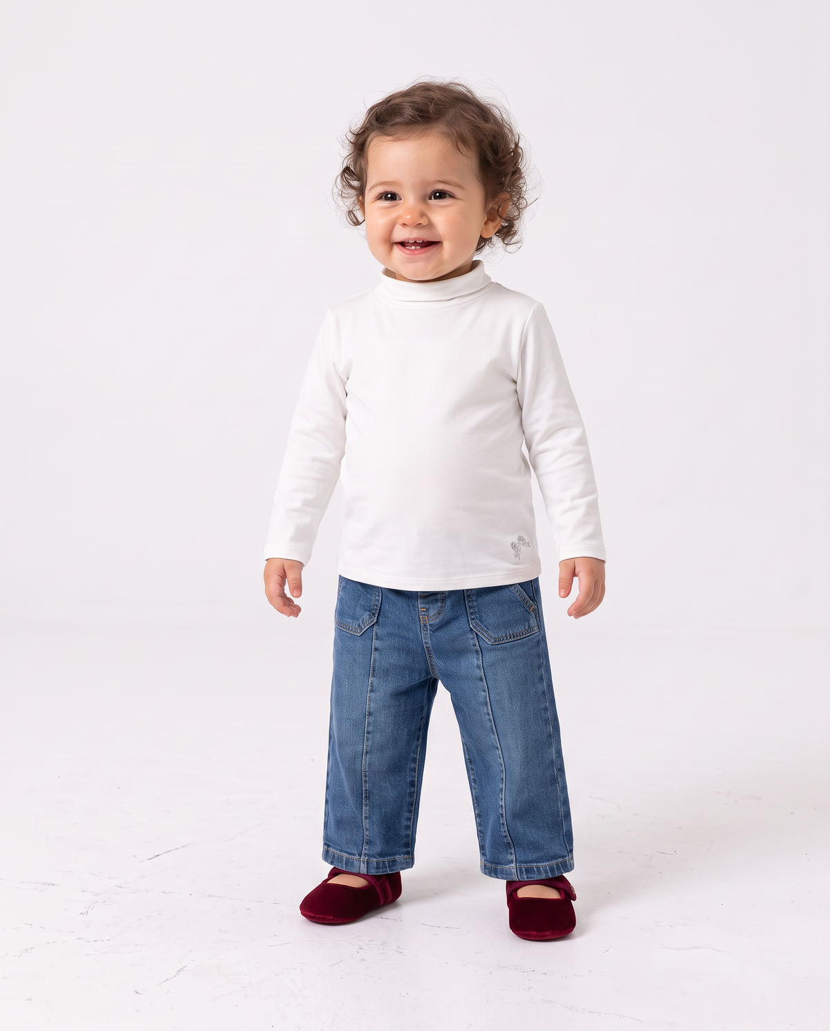 Basic high neck long sleeve T-shirt - White