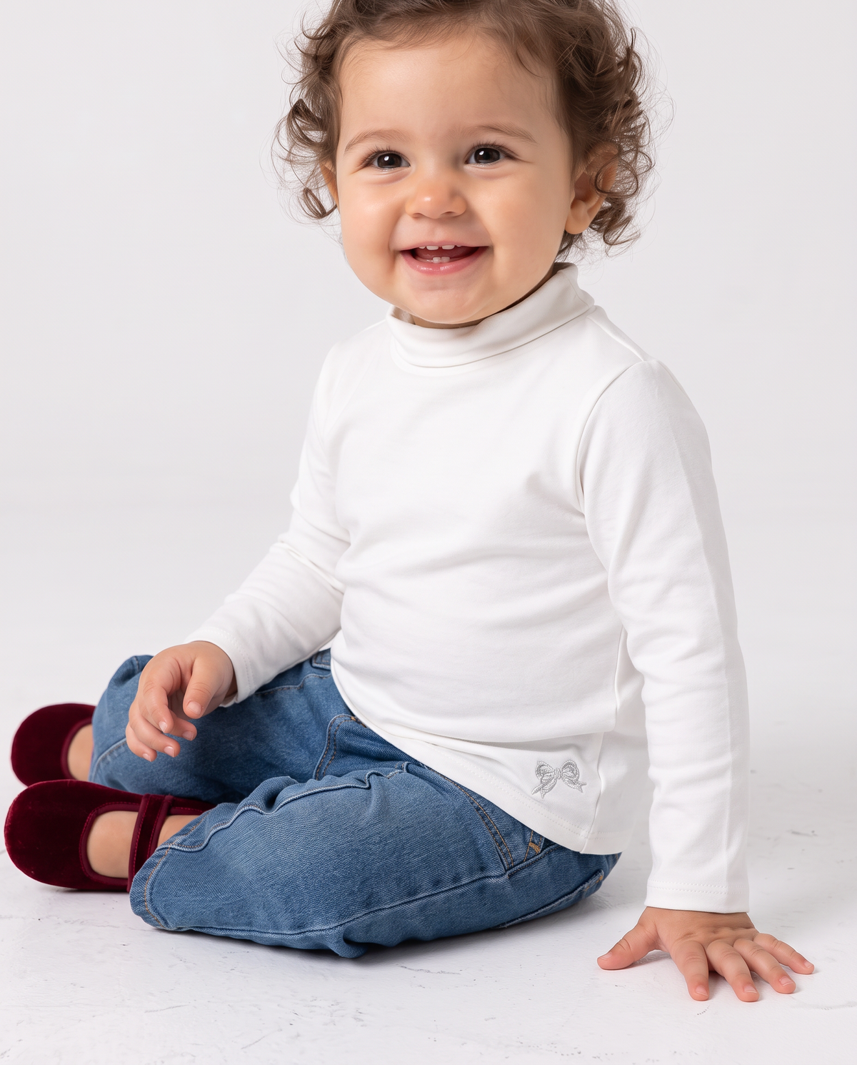 Basic high neck long sleeve T-shirt - White
