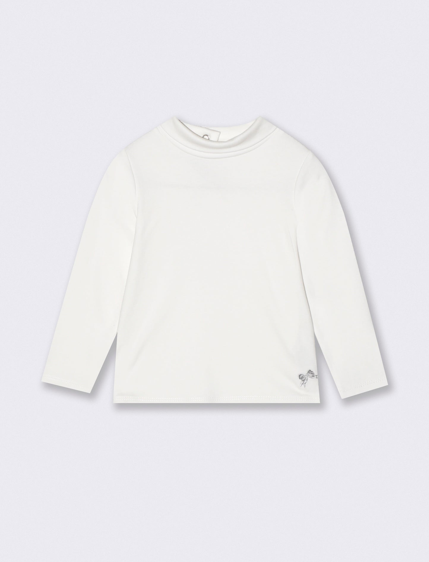 T-shirt basica collo alto manica lunga - Bianco latte