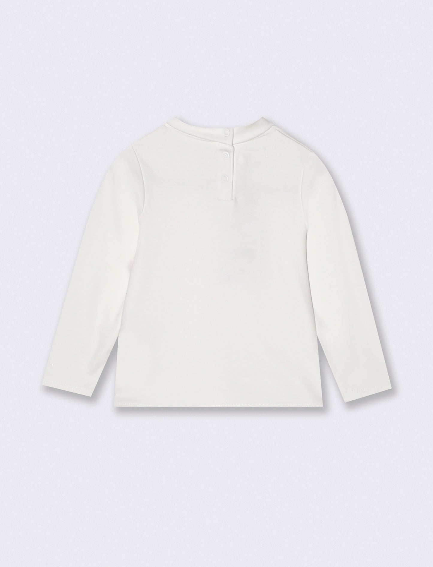 T-shirt basica collo alto manica lunga - Bianco latte