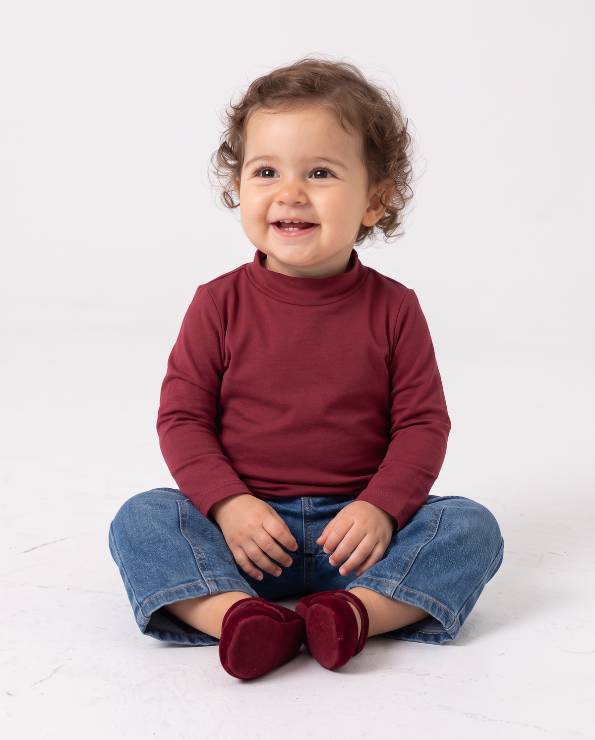 Basic high neck long sleeve T-shirt - Red