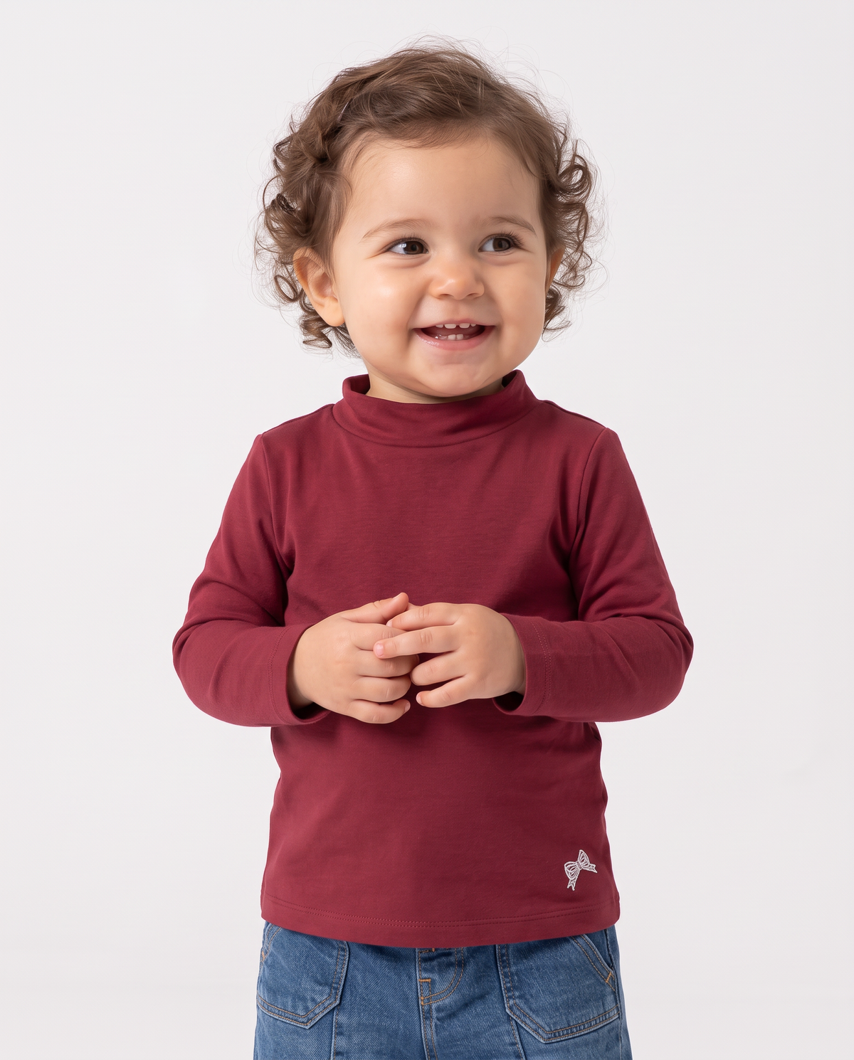 Basic high neck long sleeve T-shirt - Red