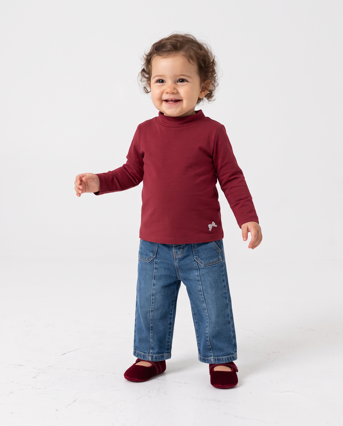 Basic high neck long sleeve T-shirt - Red